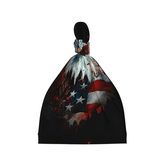 Daiia USA Bald Eagle Pattern Baby Beanie Knit Toddler Hat Kids Embroidered Beanies Cap for Girls Boys 0-8 Years