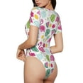 thumbnail image 3 of The Xecao Cute Flamingo Women's Crew Neck Body Suit, a short-sleeved bodysuit and basic swimsuit, both comfort and style for dating and daily life, 3 of 9