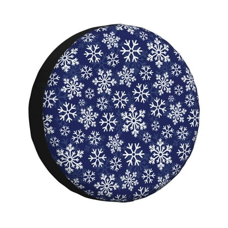 Gaeub Snowflakes On Dark Blue 14-17in Tire Cover Spare Tire Cover for Camper Caravan Trailer Car Truck SUV Jeep-15 inch