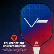 ONIX V3 Fiberglass Pickleball Paddle, Polypropylene Core, For All Ages and Skill Levels, 8 oz, Blue/Red