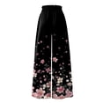 thumbnail image 5 of WTOBBY Women's Casual High Waisted Wide Leg Pants with Pockets Featuring Floral Print, Perfect for Everyday Comfort, Stylish Occasions and Effortless Summer Fashion ,Black L, 5 of 5