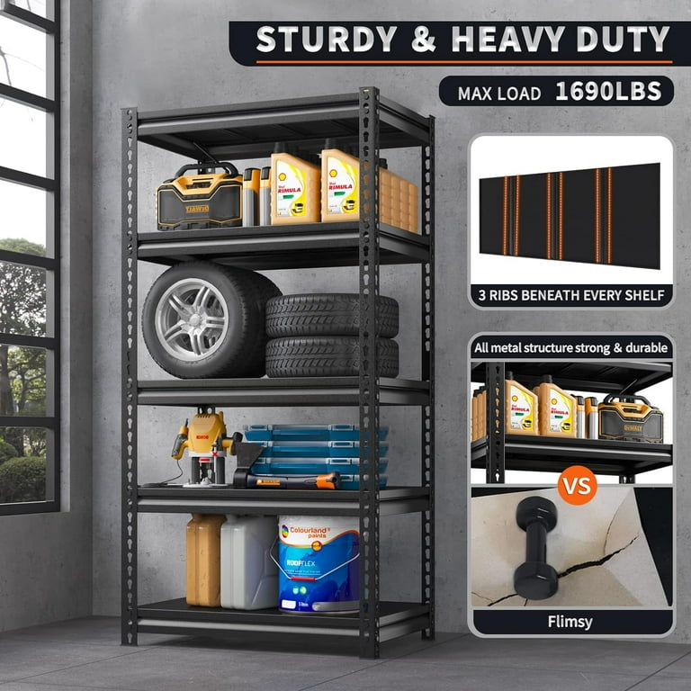 Garage Shelving Heavy Duty Storage Shelves Loads 1690 LBS, Adjustable Metal Shelving Units and Storage Metal Shelves for Storage Rack Shelf for Garage Shelving Heavy Duty Storage Shelves Loads 1690 LBS, Adjustable Metal Shelving Units and Storage Metal Shelves for Storage Rack Shelf for