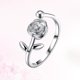 thumbnail image 5 of Anillo abierto de plata de ley S925 con diseño de flor de rosa y apertura ajustable para mujer., 5 of 7