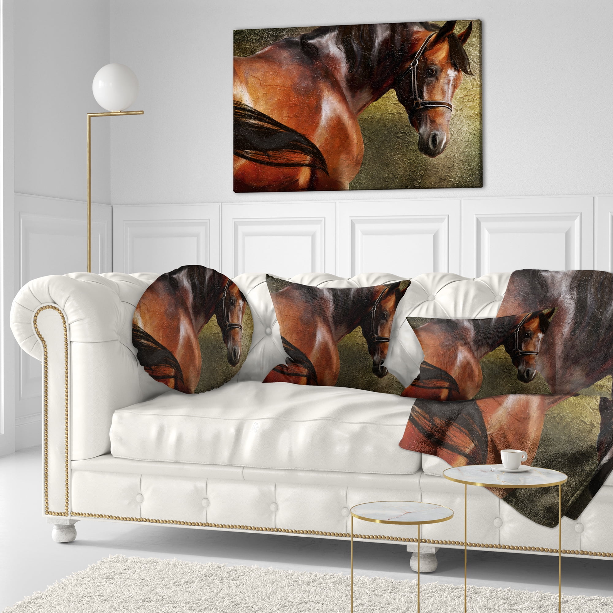 Designart The Thoroughbred - Animal Throw Pillow - 12x20