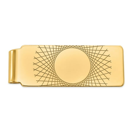 14K Yellow Gold Polished Engravable Money Clip