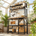 Rustic Brown 34.7 Inch Bakers Rack with Storage for Kitchen ...