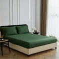 thumbnail image 4 of Simple&Opulence 100% Viscose from Bamboo Cooling Fitted Bottom Sheet Only 1 Piece, 15 Inch Deep Pocket for Mattress, Super Soft and Breathable(Dark Green,Queen), 4 of 6
