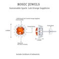 thumbnail image 5 of Rosec Jewels Classic Created Orange Sapphire Stud Earrings with Diamond Halo - AAAA Grade, 10K White Gold, 5 of 7