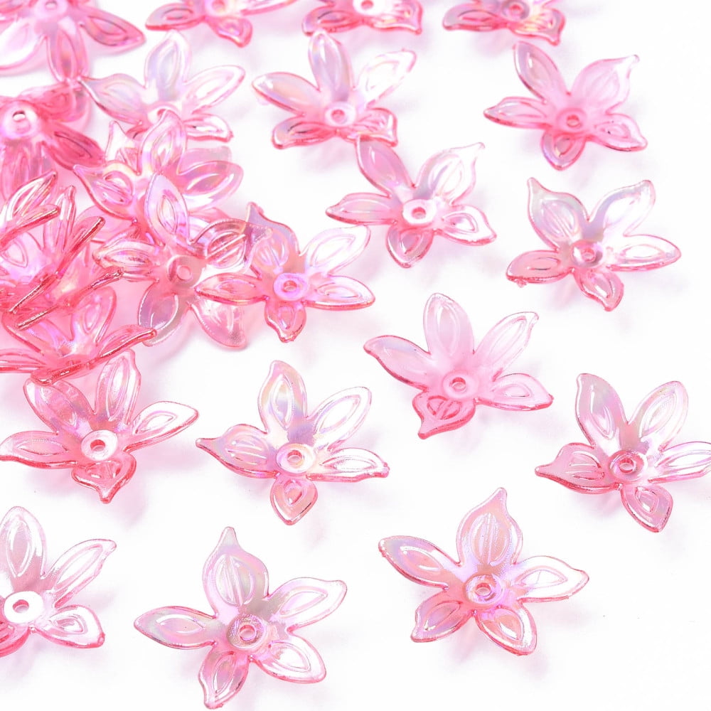 500gs Transparent Acrylic Beads AB color Flower Mixed color 25.5x28x6mm Hole: 1.8mm about 980pcs/500g