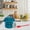 Blue, variant on White Enamel Bacon Grease Container with Strainer, Vintage Farmhouse Fat Keeper with Red Spatula and Cleaning Sponges, Dishwasher Safe Storage for Bacon Drippings, Kitchen Countertop Organizer