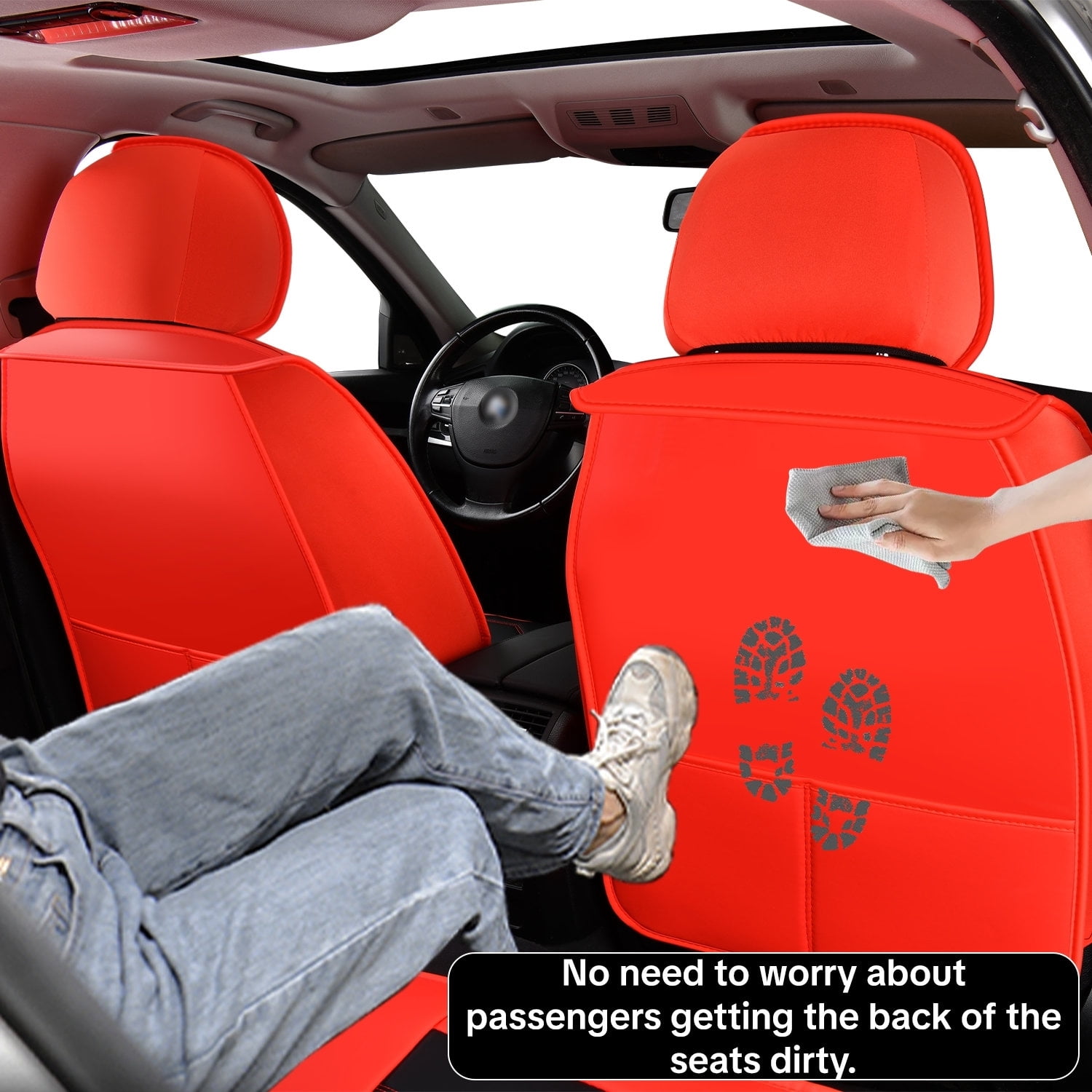 Universal car seat covers, full set for five seats, waterproof leather, upgrade car interior, breathable, easy to clean, suitable for all seasons, easy to install