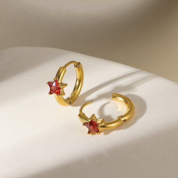 NICKSUN Small Hoop Dangle Earrings for Women, Trendy Dainty Star Square Cubic Zirconia Birthstone Stud Earrings Fashion Jewelry Gift