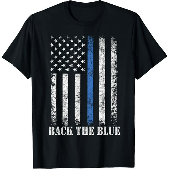 Thin Blue Line Back the Blue American Flag Police Support T-Shirt
