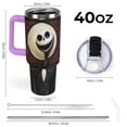 thumbnail image 3 of Jack Skellington 40 Oz Large Capacity Car Cup With Lid And Straw Stainless Steel Tumblers Cup With Handle For Women And Men, 3 of 8