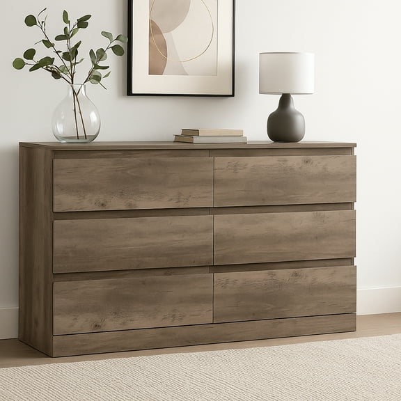Brindle 6 Drawer Dresser, Gray Oak, by Hillsdale Living Essentials
