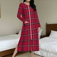 thumbnail image 6 of Women's Zipper Robe Xmas Plaid Print Housecoats Long Sleeve Pajamas with Pocket Soft Knee Length Nightgowns Fitted Bathrobes Comfy Christmas Pajama, 6 of 9