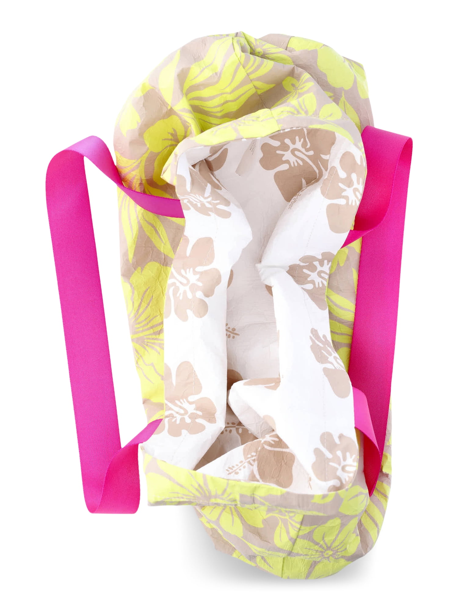No Boundaries Women's Beach Wipeable Tote Bag, Citron Floral