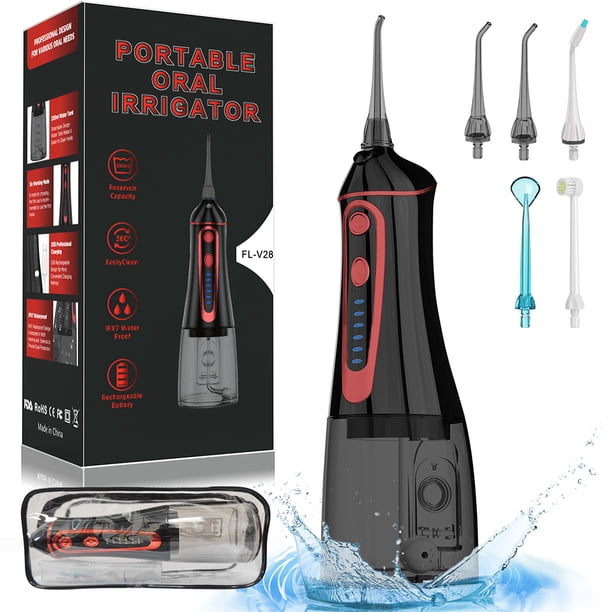 Vogacara Irrigador de eléctrico de gran capacidad de 300ml, irrigador de con carga USB con bolsa de almacenamiento, accesorios de Cuerpo del baño Negro Vogacara CE014122-02B