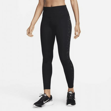 Nike Fast Women's Mid-Rise 7/8 Printed Leggings with Pockets Color: Black Size: XL