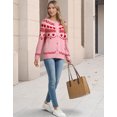 thumbnail image 6 of Cogild Cardigan Sweaters for Women Heart Pattern Knit, Crew Neck Long Sleeve, 6 of 9