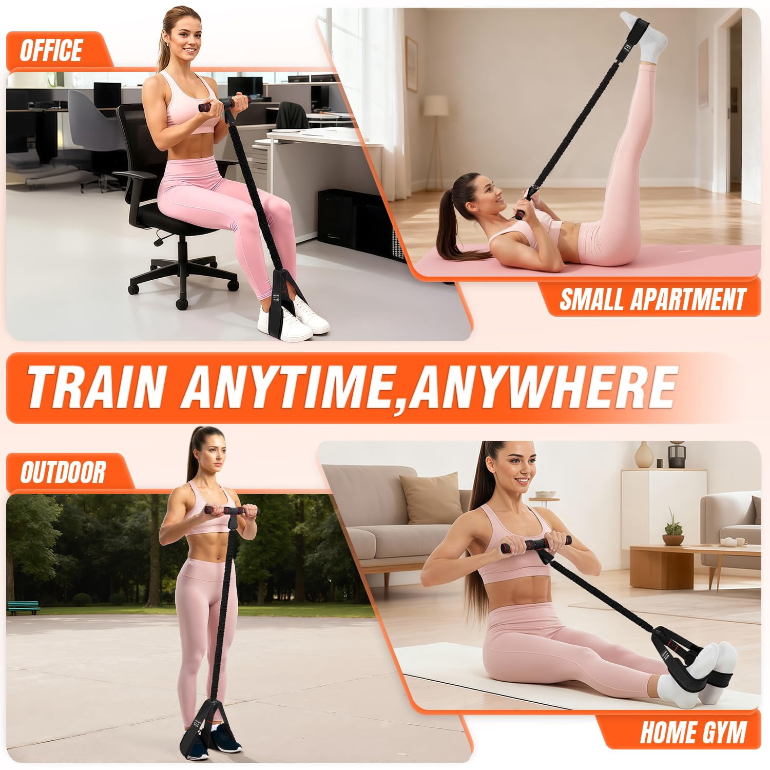 Pedal Resistance Band with Handles, 55/75LBS Women Exercise Band for Full Body Training, Core, Legs, Glutes, Arms & Sit Up Equipment