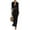 Black, variant on Long Sleeve Shirt Dress Button up Collar Long Dress Autumn Cross-Border Street Style High Waist Irregular Hem Polyester Fabric