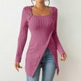 thumbnail image 2 of HXWCHs Women's Lightweight Asymmetrical Button Down Tunic top Long Sleeve Casual Fall Shirt Fit Red XL, 2 of 7
