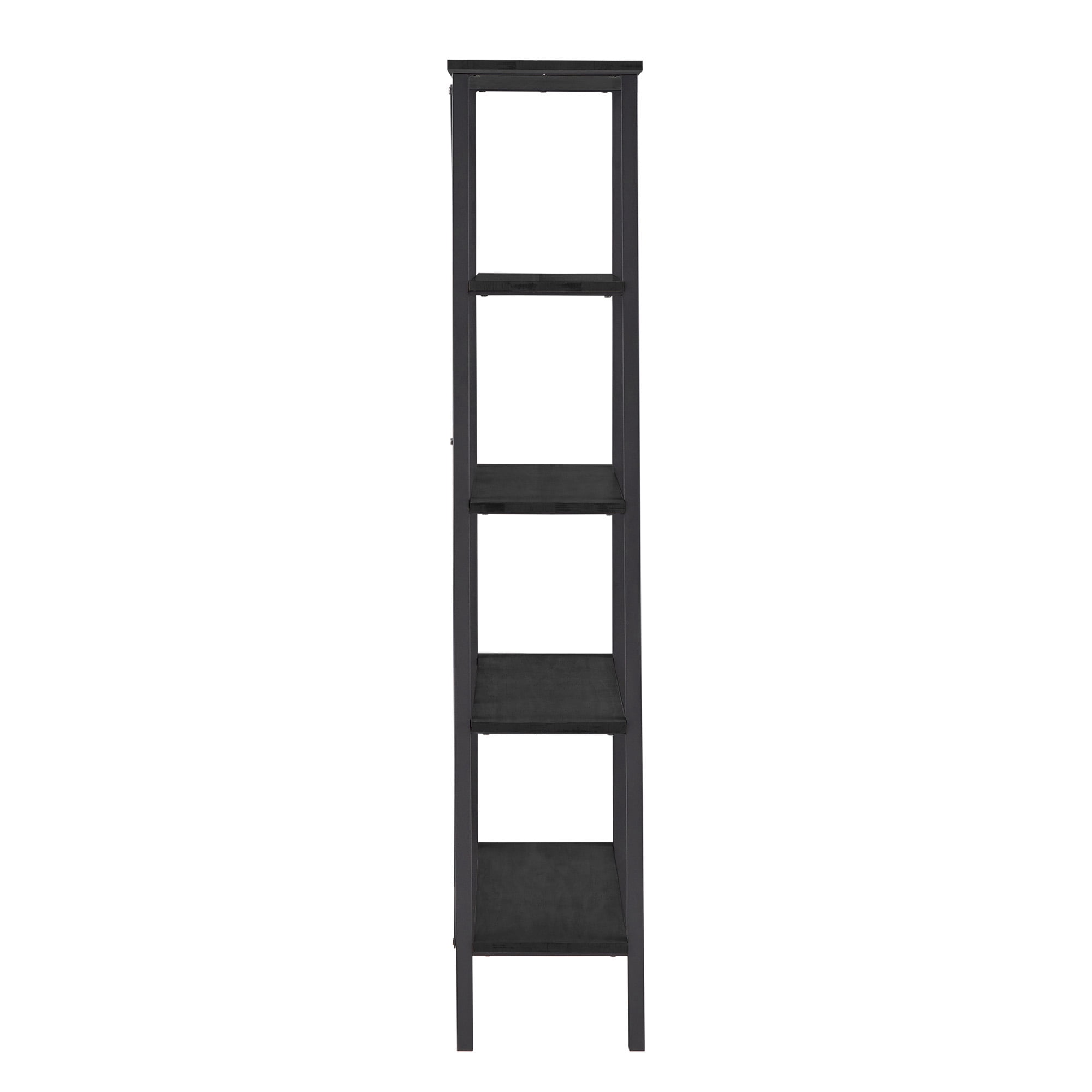 Weston Home Westyn Rustic X-Base 32-inch 4-Shelf Bookcase, Black Finish
