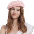 thumbnail image 2 of Summer French Beret Breathable Thin Beret Hat Solid Color Beanie for Women Lady, 2 of 7