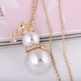thumbnail image 1 of Women Simulated Pearl Snowman Pendant Long Necklace Rhinestone Christmas Pendant Necklace Rhinestone Christmas Jewelry Gift Sweater Chain, 1 of 9