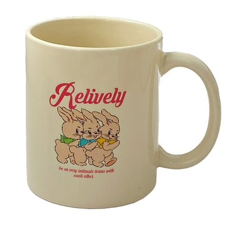 

baoxlan 301-400ml Mug Cup with Handle Rabbit Print Heat-Resistant Wide Application Kitchen Utensils Mug Cup for Gift