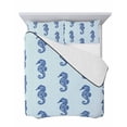 thumbnail image 7 of Quilts Twin-XL Size Bedding Set, Navy Blue Seahorse Lightweight Quilted Comforter, Summer Ocean Nautical Coastal Textured Soft Bedspread Coverlet with Pillow Covers for All Season, 68" x 98", 7 of 7