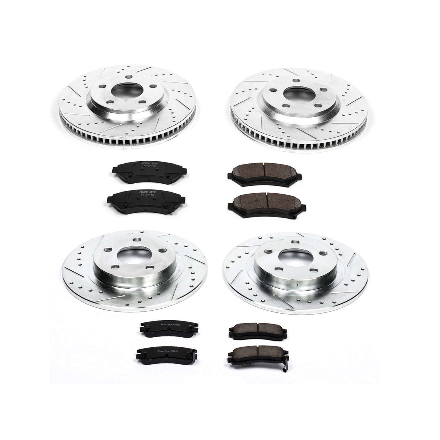 Power Stop Front and Rear Brake Kit with Drilled & Slotted Rotors and Ceramic Brake Pads K1545
