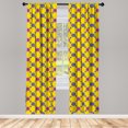 thumbnail image 4 of Ambesonne Floral Window Curtains, Chrysanthemums Leaves Plot, Each 28" W x 84" L, Yellow Indigo and Magenta, 4 of 4