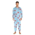 thumbnail image 5 of Adult Christmas Onesie Red and White Striped Bow Adult Zipper One-Piece Pajamas Unisex Pajamas with Pockets, 5 of 6