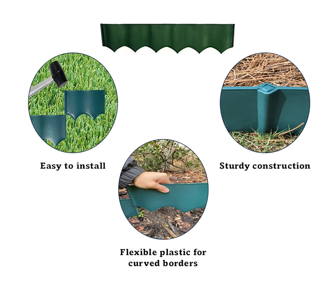 Green Plastic Easy Landscape Edging - 132 pack