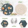 thumbnail image 4 of Yayeee 6 PCS Drink Coasters with Holder Set Woven Absorbent Round Tabletop Hot Pad, Oranges Pattern, 4 of 7