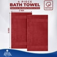 thumbnail image 3 of Dan River Bath Towel 4 Pack 27x54 in Ultra Soft Quick Drying Cotton Towel - Red, 3 of 8
