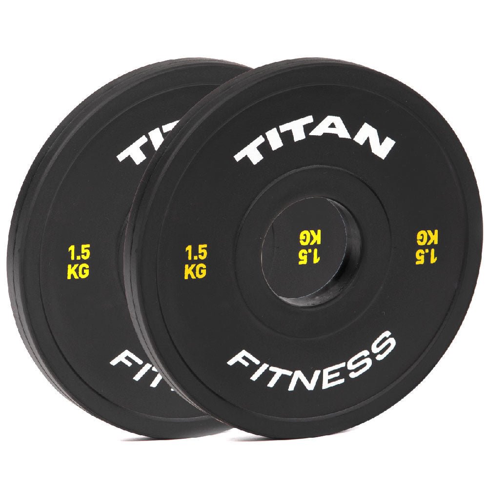 Titan Fitness 1.5 KG Pair Black Change Fractional Weight Plates, Rubber Coated Steel Bumper Plates, Fit Olympic Sized Barbells For Strength Training and Weightlifting