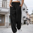 thumbnail image 3 of Pantalones De Chándal Básicos Pantalones de chándal básicos para mujer, cordón de algodón, ajuste holgado, ropa diaria (negro XXL) Ygjytge para Mujer Negro T XL, 3 of 6