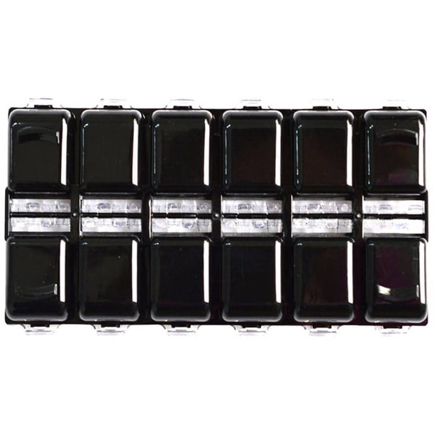 Seitruly BGVfive 12 Grid Nail Art Estuche de almacenamiento de plástico vacío transparente Cuenta Pendiente Caja de joyería Contenedor Kit de manicura Juegos de manicura negro Seitruly MR4311-03