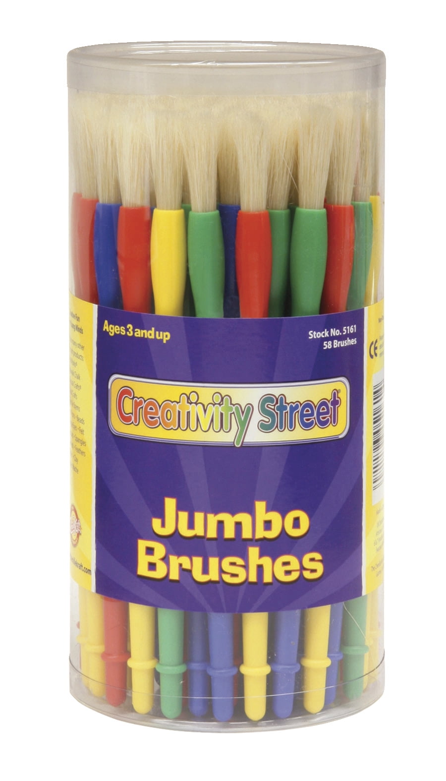 Creativity Street Jumbo Paint Brushes, Assorted Colors, Set of 58