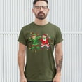 thumbnail image 3 of Tee Hunt Elf and Santa Claus Dab Dancing T-shirt Merry and Bright Christmas Men's Tee, Military Green, 5X-Large, 3 of 5
