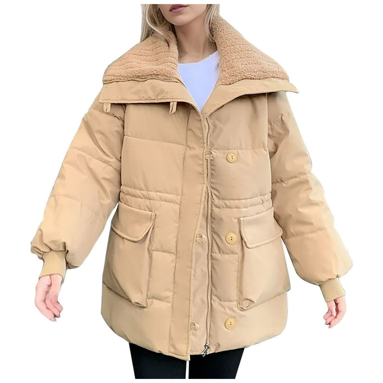 Lovskoo 2024 Womens Winter Coats Quilted Jacket Zipper Long Sleeve