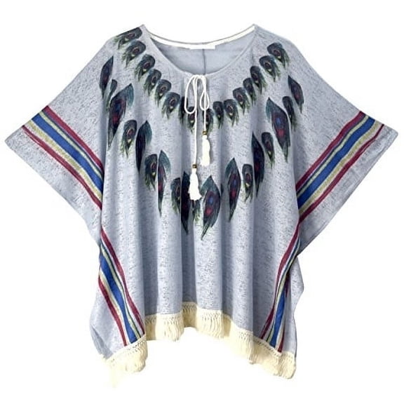Peach Couture Womens Peacock Light Weight Summer Poncho Cardigan Cover up