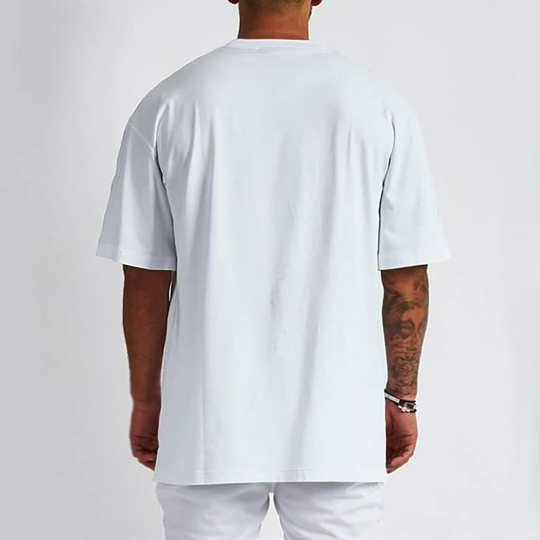 T-Shirts For Men Oversized Solid Color Round Neck Short Sleeved T