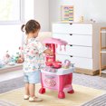 thumbnail image 2 of Qaba Kids Kitchen Set Kitchen Playset Pretend Toy Children Role Play Game Toy with Light & Sound Function  38Pcs Toy Accessories - Pink, 2 of 10