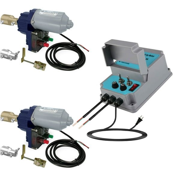 UYGALAXY Greenhouse Film Roll Up Motors with Limit Switch (2 Packs)   Transformer Controller Joint Box (AC110V to DC24V) for for Roof Greenhouses Ventilation, Automatic Venting Kit(with Pivot)