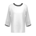thumbnail image 3 of Womens Tops Casual Color Block Ribbed Crew Neck Short Sleeve Blouses,White,S, 3 of 3