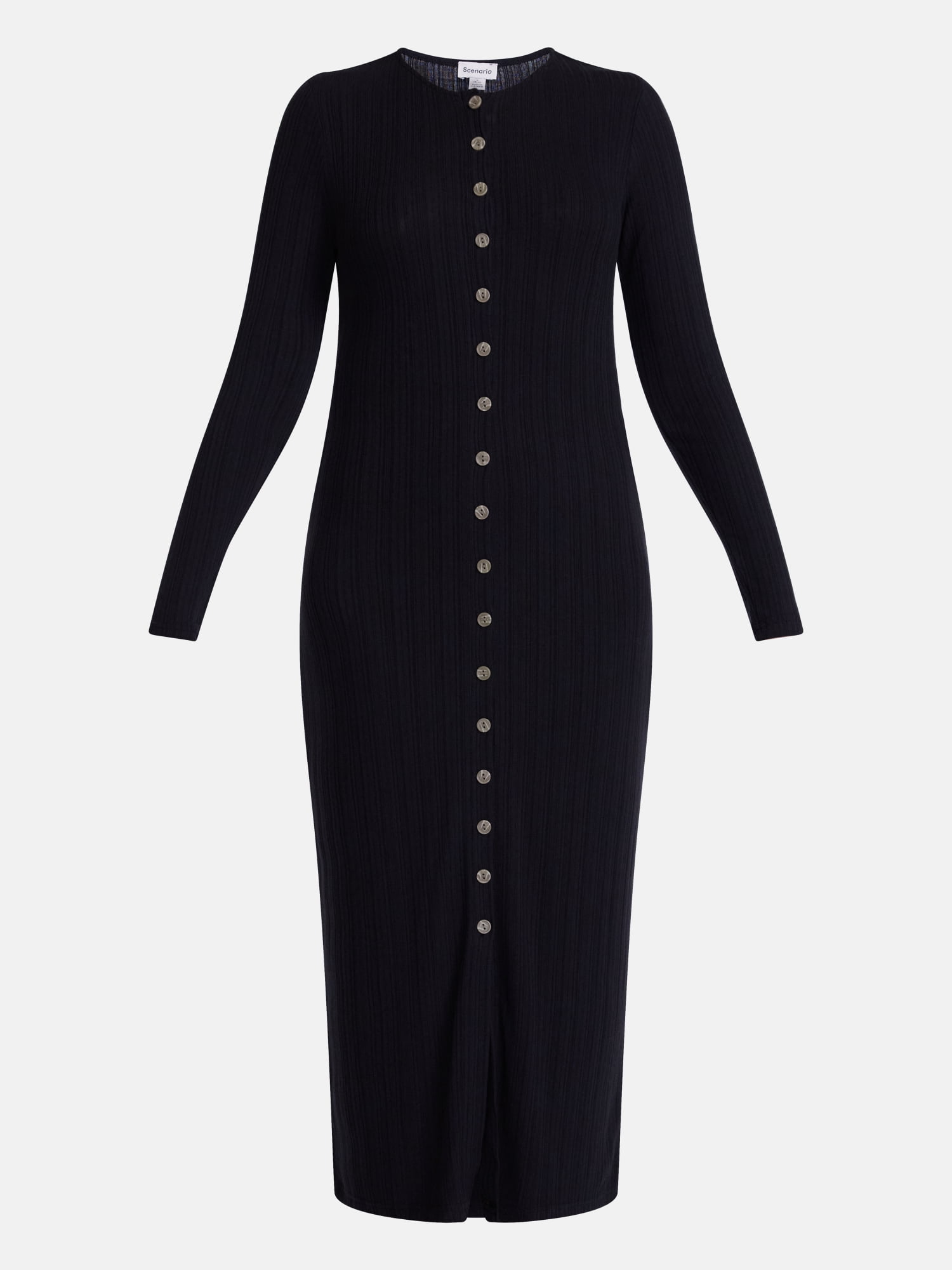 Scenario Women's Cardigan Midi Dress with Long Sleeves, Sizes XS-XXXL